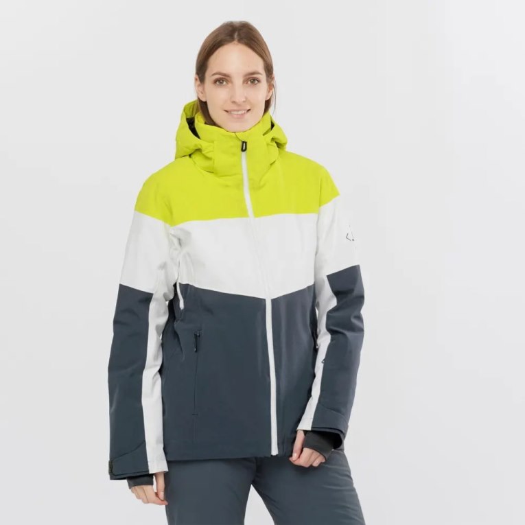 Chaquetas De Esquí Salomon Slalom Insulated Hoodie Mujer Verdes Blancos Negros | MX IVST905